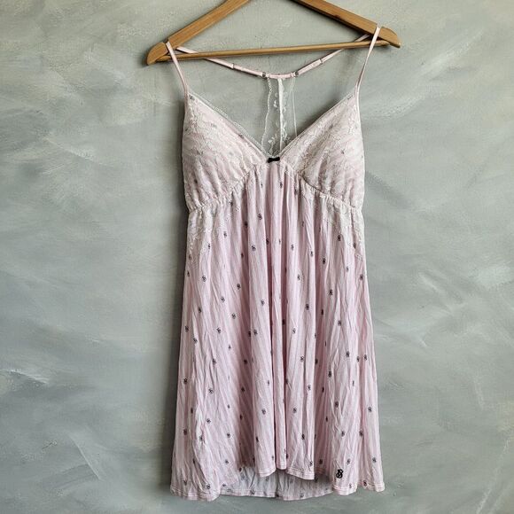 Victoria Secret Signature Monigram Print Nightie Gown Mini Dress Size L Babydoll - Picture 1 of 10